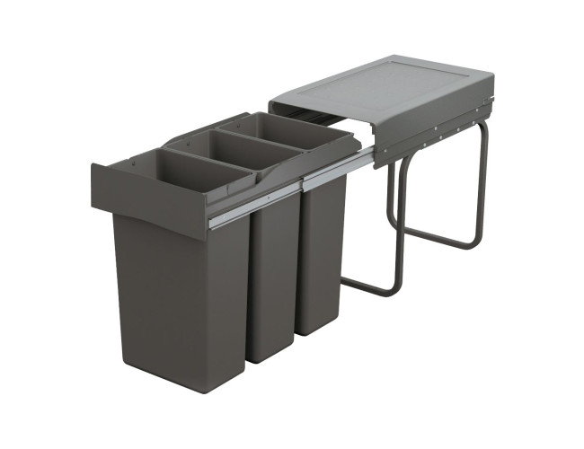 Odpadkový kôš, 300mm, 3x10L, H400, antracit Odpadkový kôš, 300mm, 3x10L, H400, antracit