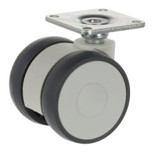 Linea, nábytkové koliesko D50, platnička 42x42 mm, mäkčený behúň, svetlosivá Linea, nábytkové koliesko D50, platnička 42x42 mm, mäkčený behúň, svetlosivá